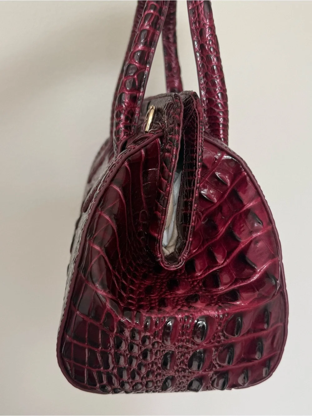 Brahmin Mika Satchel Cherry Lacquer Melbourne Leather